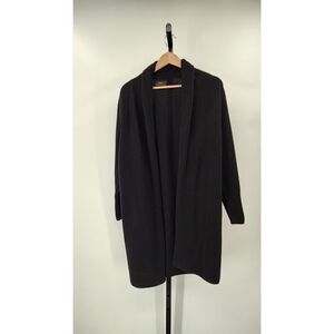 Quince Women Mongolian Cashmere Duster Cardigan Sweater Black Sleeved Top XL
